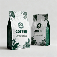 Sachet personnalisé en plastique refermable avec laminage mat, fond plat, pour emballage de grains de café, sac à huit soudures latérales pour aliments et collations