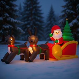 Decoración Navideña Inflable con Luces LED de Santa Claus y Reno, 7 Pies, Modelo D0100XFF0RX para Exteriores - Product Image 2