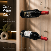 Composants de casier à vin commercial : Pinces double face et ensemble de tendeurs de câble à billes pour quincaillerie de présentation de meuble à vin de bar moderne