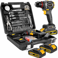 Perceuse électrique sans fil mini MARS OEM 21V avec batterie au lithium, mandrin en fer de 10 mm, couple maximal de 60 Nm, ensemble de perceuse à percussion de 135 pièces