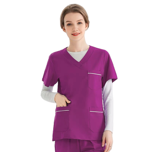 <span class=keywords><strong>Chaleco</strong></span> personalizado sin mangas con cuello en V y aberturas laterales, conjuntos de uniformes médicos de enfermería para mujeres, proveedor de uniformes hospitalarios - Product Image 6