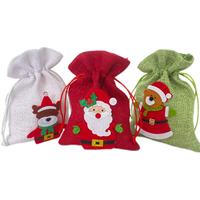 Divers sac cadeau de maille de lin de modèle de Noël pour l'emballage de textile