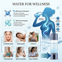 Botella de Agua Hidrogenada de 230 ml con Logotipo Personalizado, Tecnología SPE PEM, 5000 PPB, Generador de Agua Portátil para el Hogar y Escritorio, Fabricante OEM