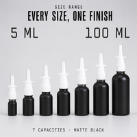 Flacon pulvérisateur vide noir mat pour emballage cosmétique, huile essentielle, échantillon de voyage 5-100ml, verre opaque à brume fine, vente en gros