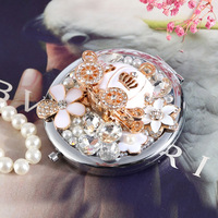 Shiny Mini Pocket Magnifying Cosmetic Mirror Portable Double-sided Foldable Ballet Girl Makeup Mirror Metal 7x7cm