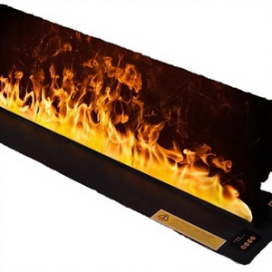Insert de cheminée électrique moderne en acier 20W avec effet de flamme LED et télécommande pour salon de villa - Product Image 3