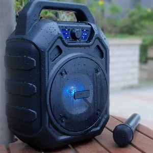 Microfone para karaokê sem fio, recarregável à prova d' água, 15w, bluetooth, alto-falante, caixa de som amplificada com usb, bateria plástica m1, ativa