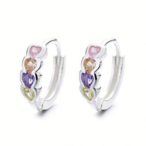 Pendientes de Aro Huggie de Plata 925 para Mujer, Chapados en Plata, Estilo Vintage, con Circonitas Cúbicas de Colores, Resistentes al Deslustre - Product Image 6