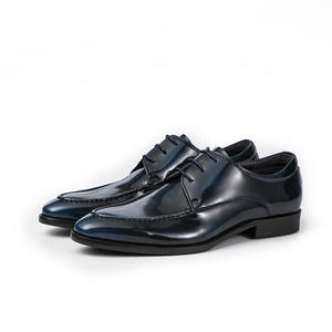 Zapatos de cuero para hombre de nuevo estilo con capa superior de cuero genuino, con cordones, cosidos juntos, zapatos de cuero con punta en pico para hombre - Product Image 4