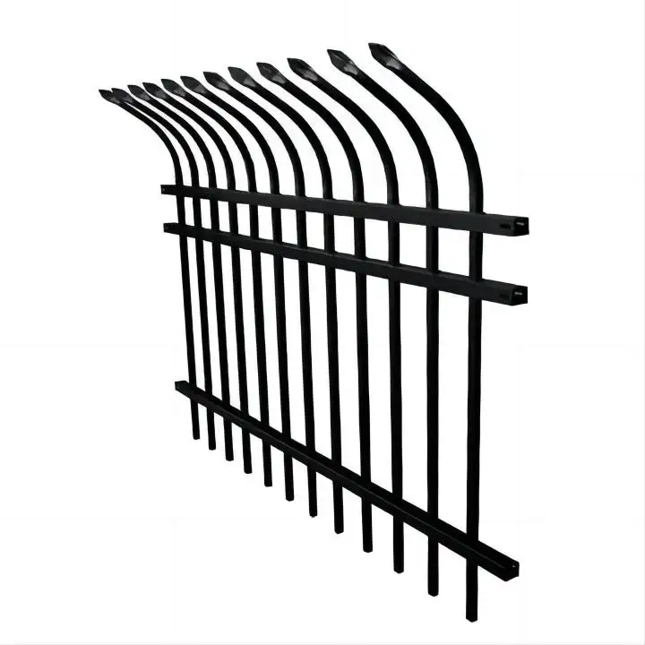 Miglior prezzo zincato recinzione in ferro battuto disegni recinzione in metallo e cancello di design in ferro battuto metallo curvatura recinzione superiore per il giardino