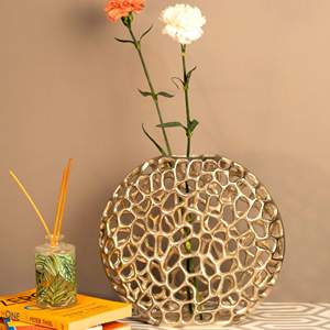 Jarrones de flores de aluminio dorado de lujo para decoración del hogar 2024 nueva llegada Decoración de mesa decoración de centro de mesa de boda - Product Image 1