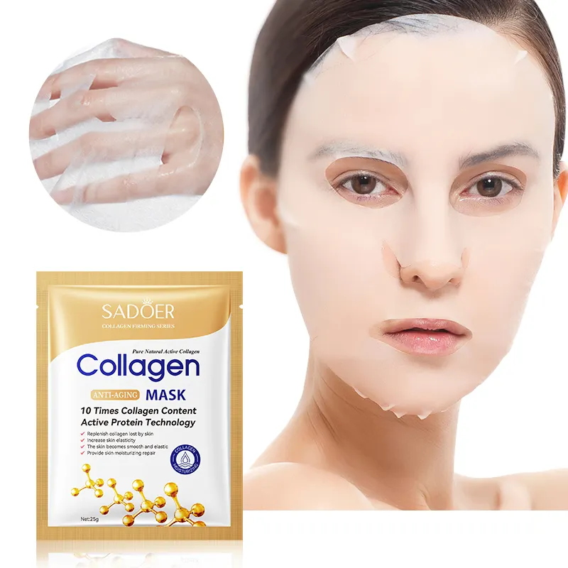 Atacado SADOER Máscaras Faciais Colágeno Osso Hidratante Cuidados Com A Pele Anti Envelhecimento Facial Maskss Folha De Ouro Cristal Face Care Feminino