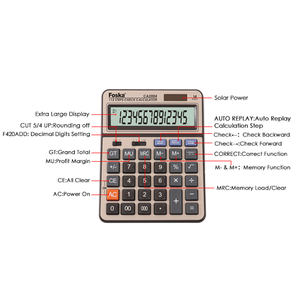 Calculatrice financière FOSKA à 14 chiffres avec écran LCD facile à lire, en ABS de haute qualité, pour les commerces, avec design antidérapant - Product Image 5
