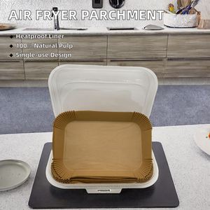 Papier sulfurisé rectangulaire brun jetable résistant à la chaleur pour friteuse à air, 22x14x4.5cm, pour panier de cuisson, vente en gros sur mesure - Product Image 2