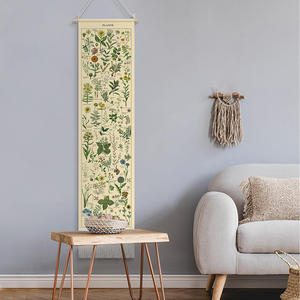 Tapiz Vertical Largo para Colgar en la Pared, con Diseño Botánico Ilustrativo, Estilo Vintage, con Borlas, para Decoración del Hogar, Regalo - Product Image 2