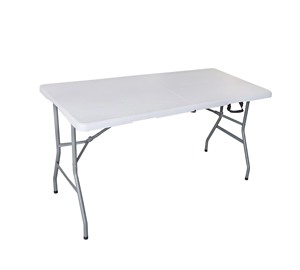 Wholesale Cheap Rental Hotel Restaurant <strong>Dining</strong> Catering White HDPE 5ft Round Retangular Plastic <strong>Folding</strong> <strong>Table</strong> for Wedding Event - Product Image 1