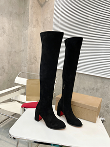Botas de Mujer por Encima de la Rodilla para Otoño e Invierno, con Tacón Alto y Grueso, Punta Puntiaguda, Cierre de Cremallera, Diseño Sólido con Piel de Oveja - Product Image 3