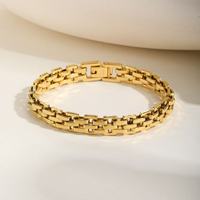 Bracelet pour femme en acier inoxydable plaqué or 18 carats, bracelet de montre de 11 cm de large