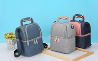 Sac isotherme de luxe personnalisé à rayures, en polyester imperméable, double couche, pour tire-lait et repas, avec fermeture éclair