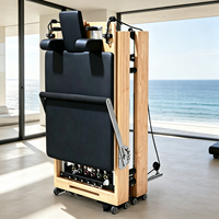 Reformer de Pilates de Roble para Corrección de Postura con Diseño Plegable para Estudios de Danza