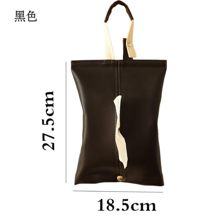 Boîte à mouchoirs en cuir noir, 18,5*27,5 cm