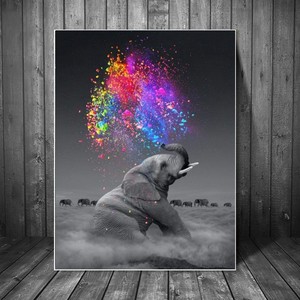 Fantasy Elephant Wall <span class=keywords><strong>Art</strong></span> poster stampa animalier su tela Wall <span class=keywords><strong>Pop</strong></span> <span class=keywords><strong>Art</strong></span> immagini Decorative per soggiorno Decor - Product Image 4