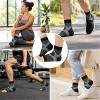 Chaussettes de Compression Attelle de Cheville pour Fasciite Plantaire Tendinite d'Achille Soulagement de l'Arthrite L-XL Noire Ciblage Talon Douleur Gonflement