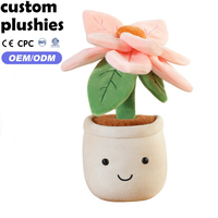 Offre Spéciale : Adorable Plante en Peluche Rose et Beige en Pot, Décoration de Bureau Mignonne pour la Maison