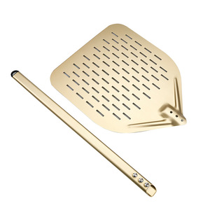 Ossido di alluminio oro usa e getta per <span class=keywords><strong>Pizza</strong></span> quadrato 14 pollici manico in legno pala per <span class=keywords><strong>Pizza</strong></span> per ristoranti cucina strumento di cottura - Product Image 2
