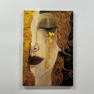 Quadro Verticale di <span class=keywords><strong>Gustav</strong></span> <span class=keywords><strong>Klimt</strong></span> 'Dipinto su Tela Dorata' Dipinto a Mano, Immagini Astratte da Parete per Decorazione Ingresso e Corridoio - Product Image 2