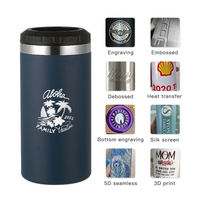 Gobelet isotherme personnalisé en acier inoxydable à double paroi de 16 oz, 4-en-1, pour refroidisseur de bouteilles et canettes de bière de 12 oz avec double couvercle