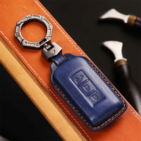 Housse de clé de voiture en cuir véritable pour Mitsubishi Outlander Lancer Mirage Smart Key Case Accessories Handmade Key Shell