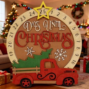 Pafu, cuenta regresiva de <span class=keywords><strong>Navidad</strong></span>, camión de árbol rojo, decoración SVG, cuenta regresiva <span class=keywords><strong>para</strong></span> <span class=keywords><strong>Navidad</strong></span>, archivos cortados con láser, días hasta <span class=keywords><strong>Navidad</strong></span>, calendario de madera - Product Image 1