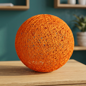 Orange Modern Rattan Ball Lampshade 30 cm Woven Pendant Light Cover Indoor Decorative Shade Warm White - Product Image 3