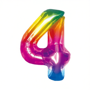 Party Love Number 4 <b>Balloon</b> 45cm Multicolor Foil Metallic Birthday Party <b>Decor</b> Kids - Product Image 1
