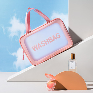 Sac de voyage pour maquillage imperméable pour femmes, design d'usine, fermeture éclair, logo transparent personnalisé, pochette cosmétique transparente en PVC - Product Image 5
