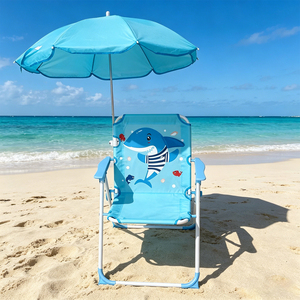 Chaise de plage pour enfants avec parasol, protection UV, auvent pare-soleil, siège pliable portable léger pour la plage et le jardin - Product Image 1
