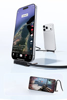 Nouveautés 2026 – Câble de charge et de données USB-C vers USB-C pliable à 90 degrés en alliage de zinc, tressé plat, 5A 240W, super rapide, avec support
