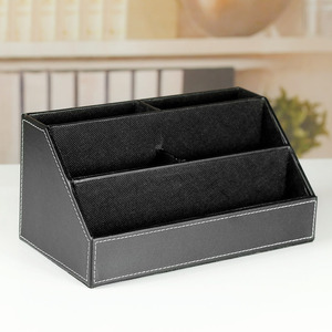 Japanese & Korean Style Multi-Functional Student Desktop Pen Holder Leather Stationery Storage Box with <b>Bins</b> - Product Image 3