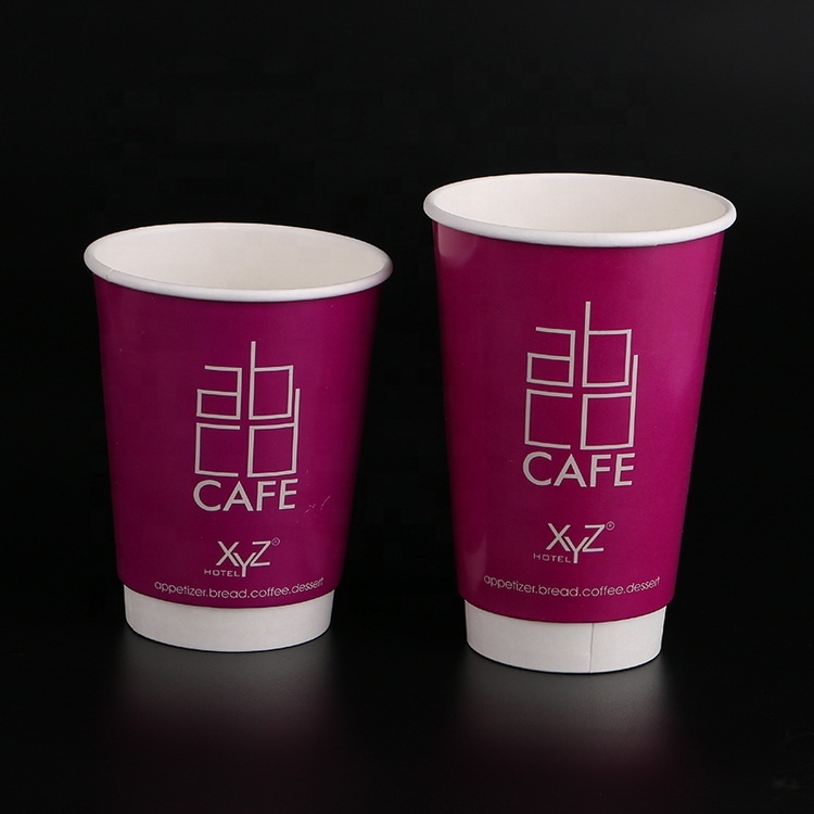 Gobelets à café jetables avec Double mur, couleurs personnalisées, Logo imprimé, environnemental, vente en gros, pièces