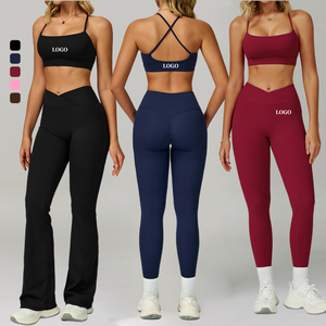 <span class=keywords><strong>Abbigliamento</strong></span> <span class=keywords><strong>sportivo</strong></span> personalizzato di alta qualità 3 pezzi Yoga Gym Set Fitness reggiseno allenamento Leggings pantaloni a zampa tuta da donna - Product Image 1