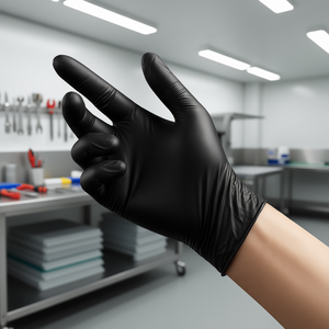 Gants de sécurité jetables en nitrile noir 4,5 mil, taille moyenne, sans poudre, sans latex, non stériles, 100 unités - Product Image 2