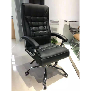 Silla de Oficina de Cuero PU Negra con Asiento de Resorte Grande, Respaldo Alto, Giratoria, para CEO, Jefe, Ejecutivo - Product Image 1