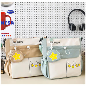 Sac à bandoulière pour femmes, grande capacité, motif de dessin animé, deux sangles, fermeture à glissière, tendance, lycée, étudiants universitaires, cours, frais de scolarité - Product Image 6