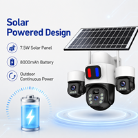 4G WiFi Solar Security Camera 6MP Triple Lens Outdoor IP66 CCTV Camera with SIM Card Support and PIR Detection