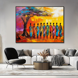 Paleta cuchillo lienzo hecho a mano abstracto 3D paisaje texturizado arte africano pinturas decoración de pared - Product Image 5