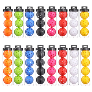 High Visibility Orange 40 Holes Edgeless Portable Indoor Pickleball Balls Soft Plastic Precision Drilled Consistent <b>Rebound</b> - Product Image 3