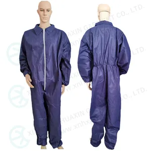 Disposable Blue PP Safety Clothing Clean Room Coverall with Collar