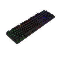 Clavier de jeu mécanique filaire USB à 104 touches avec éclairage LED, en plastique ABS, interrupteurs bleus, personnalisable en anglais, couleur personnalisable, directement de l'usine