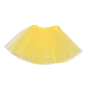 Желтая трехслойная пушистая трехслойная сетчатая балетная юбка